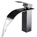 Miniatyrbilde 1 av 4: Cascade Vaskeservantkran, Svart Cascade Blandingsbatteri, Enhull Dekkmontert Baderomskran, Keramisk Patron, Elega Design Vaskeservantkraner