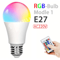 Pikkukuva 1 / 5: 16 Väriä RGB Polttimo LED Monivärinen Polttimo E27 Kanta 220V Kotitalousvalaistus Himmennettävä 24 Näppäimen Kaukosäädin Tunnelma Neonvalo (YJD) Modle-1-220V