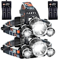 Miniatyrbilde 1 av 5: LED Hodelykt Oppladbar Hodelykt 6000 Lumen Super Lys Hodelykt, 4 Moduser, Vanntett Sensor Hodelykt Lommelykt, Sikkerhetslys - 2 Pakk [kk]