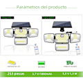 Miniatyrbild 5 av 7: Uppgraderad Solcellsbelysning med Rörelsesensor 253 LED Flood Light IP65 Vattentät med 3 Belysningslägen Integraged style