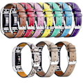 Miniatyrbillede 5 af 5: Til Fitbit Charge 2 Ægte Læder Urrem Udskiftning Armbåndsrem Udskiftning - Kaffe[HK] Black Multicolor
