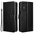 Miniatyrbillede 1 af 5: Til TCL 501 Wallet Stand Etui Crazy Horse Texture Læder Telefon Cover - Rød (YJD) Black TCL 501