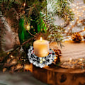Miniatyrbild 3 av 3: 6 st julgransringar, små ljuskransar konstgjorda bär snöiga tallnålar ljuskransar för bröllopscenterpiece jul
