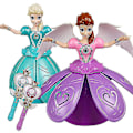 Miniatyrbild 4 av 5: Frozen Prinsessa Elektrisk Dansande Leksak Elsa Anna Dockor Med Vingar Roterande Projektionsljus Musikmodelldocka (YJD) with box