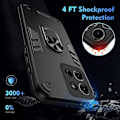 Pikkukuva 5 / 5: Motorola Moto G75 5G Kotelo PC TPU Pudotussuoja Puhelinkuori Sormuksella ja Jalustalla - Vihreä[HK] Multicolor Black