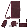 Miniatyrbillede 1 af 5: Kompatibel med Samsung Galaxy A71 4G Fuld Beskyttelse Blød PU Læder Flip Wallet Telefon Cover med Kortholder og Lang Rem[HK] Wine