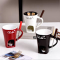 Miniatyrbild 2 av 5: Chokladfondue Mugg 130ml Keramisk Chokladfondue Kaffekopp med Gafflar Smältmuggar för Choklad Ost Smör Lätt att Rengöra Mångsidig M[YJD] White
