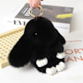 Miniatyrbillede 1 af 5: Sød Plys Kanin Fluffy Rabbit Nøglering Taske Charm Vedhæng Nøglering_v (YJD) Black 15cm