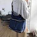Miniatyrbild 4 av 5: Denim Canvas Väska Justerbar Enkel Axelrem Med Sidoficka För Kvinnor[HK] Light Blue