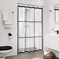 Pikkukuva 2 / 2: Suihkuverho, PEVA-suihkuverho, PVC-vapaa, vedenpitävä, verho kylpyyn ja suihkuun, Väri: Läpinäkyvä/Musta, LxK: 180x200 cm