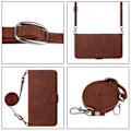 Miniatyrbillede 5 af 5: Kompatibel med Samsung Galaxy A71 4G Fuld Beskyttelse Blød PU Læder Flip Wallet Telefon Cover med Kortholder og Lang Rem[HK] Brown