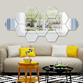 Miniatyrbild 3 av 5: Hexagon spegel väggstickers, stora akryl plast spegelplattor konst dekoration spegel diy spegel ark spegel inställning vägg klistermärke dekal Mu  (YJD)