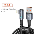 Pikkukuva 2 / 5: TOOCKI TQ-X25A1 1m 2.4A Latauskaapeli USB-A - Lightning Suorakulmainen Datakaapeli-[HK] Multicolor Grey
