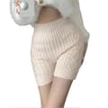 Dame Vinter Shorts Strikket Høy Midje Elastisk Ensfarget Hold Varm Anti-eksponering Basic[YJD] Apricot One Size