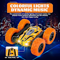 Miniatyrbild 2 av 5: Fjärrkontroll Stuntbil Leksak, 360 Dubbelsidig Rotation, med Strålkastare, 2.4GHz Musik Julbilsleksak, Lämplig för 6 7 8 9 10 År Gamla B[HK] orange