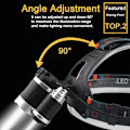 Miniatyrbilde 3 av 5: LED Hodelykt Oppladbar Hodelykt 6000 Lumen Super Lys Hodelykt, 4 Moduser, Vanntett Sensor Hodelykt Lommelykt, Sikkerhetslys - 2 Pakk [kk]