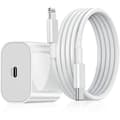 iPhone hurtiglader 20W USB-C strømadapter med 2m ladekabel - hvit (1 adapter + 1 kabel) (1st Laddare & 1st 2m laddkabel)