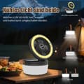 Miniatyrbillede 4 af 6: USB solcelle campingventilator, bordventilator, lampe, 90°, 4 lys, 3 hastigheder, sort.