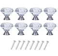 Diamantformade glasknoppar Transparent/Silver 8 st