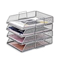 Miniatyrbild 1 av 5: Brevfack 4 Stycken/Stapelbar Metallnät Skrivbordskorg/Multifunktionell Organizer/Filhållare för Kontor, Skola, Studier