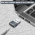 Miniatyrbild 4 av 5: USB till USB C Adapter 3-pack, Typ C Hona till A Hane Laddningskabel Konverterare Grå