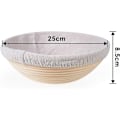 Miniatyrbild 3 av 4: Banneton rund, brödform med linnefoder, rund brödkorg, jäskorg för bröd, upp till 0,9 kg deg, 25 cm
