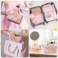 Miniatyrbild 4 av 5: Preppy Patch Liten Toalettväska Smile Lightning Heart PU Läder Portabel Vattentät Smink Kosmetisk