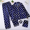 Miniatyrbild 4 av 4: 7 Delar Dam Pyjamas Set Faux Siden Pyjamas Dam Pyjamas Sovkläder Set Vår Sommar Hemmakläder Nattkläder Set Dam Bekväm Bomull Gåva Mstyle1