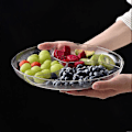 Miniatyrbild 4 av 5: Delad Matbricka 3 Fack Transparent Bricka För Fruktsallad Pudding Bröllopsfest Event