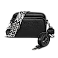 Miniatyrbild 1 av 5: Axelväska i Läder Dam Svart Crossbody Väska Dam Bred Rem Liten Axelväska Dam med 2 Breda Axelremmar Crossbag Axelväska Dam