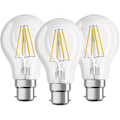 Miniatyrbild 1 av 2: Set med 3 Standard LED Filamentlampor - B22 Sockel - 8 W Motsvarande 60 W - Varmvit 2700K