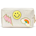 Miniatyrbild 1 av 5: Preppy Patch Liten Toalettväska Smile Lightning Heart PU Läder Portabel Vattentät Smink Kosmetisk