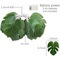 Miniatyrbild 2 av 5: 1,5M LED Ljusslinga Palmblad Konstgjord, Konstgjorda Palmblad med 10 LED Ljusslingor Batteri, Tropisk Växt, Safari-blad, Konstgjord Mon