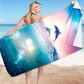 Miniatyrbild 4 av 4: Anti-Sand Strandfilt Mikrofiber Strandhandduk Ocean Val Multifunktionell Handduk För Resor Pool 30X60