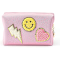 Miniatyrbild 1 av 5: Preppy Patch Liten Toalettväska Smile Lightning Heart PU Läder Portabel Vattentät Smink Kosmetisk