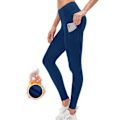 Miniatyrbild 1 av 5: Fleecefodrade Termoleggings Dam Mjuka Elastiska Varma Vinterträningsleggings för Kvinnor Högmidjade Tummy Control Yogabyxor med Fickor, M