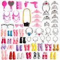 Miniatyrbild 2 av 5: 66 st/set Barbie Docka Klänningar Skor Smycken Kläder Tillbehör Utklädningslek För 30cm Docka