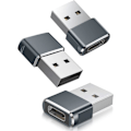 Miniatyrbild 1 av 5: USB till USB C Adapter 3-pack, Typ C Hona till A Hane Laddningskabel Konverterare Grå