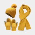 Håll dig varm i vinter Vinterkabel Stickad lång halsduk Mössa Handskar Vantar Set Yello