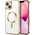 iPhone 13 Case – Metallic Case with Magnetic Compatibility, Slim Design - Gold gold,AB