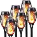 Solcellslampor utomhus - 6-pack Vattentäta solcellsfacklor, Solcellsflammor för dekor, trädgård, uteplats, stigar