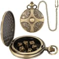 Mini Dnd Dice Set with Bronze Steampunk Gear Pocket Watch Case, 7pcs Polyhedral Metal D&D Dice Set, Role-Playing Accessories,SE