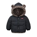 Miniatyrbild 1 av 5: Tjock kashmirkappa, lämplig för pojkar och flickor, enfärgad huvtröja, parkas, 2-6 år, höst/vinter 2024 black one hundred and twenty