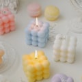 Miniatyrbild 8 av 8: Aromaterapiljus i bubbelkubform, handgjort, används för aromaterapi, sojavax, heminredning, födelsedags- och bröllopsfestljus green