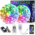 Miniatyrbild 1 av 4: App-gesteuertes Led-streifenlicht, 5050 Rgb-led-streifenlicht Mit Fernbedienung, Synchronisieren Mit Musikrhythmus Und Timer-funktion, Led-band Fr Sch