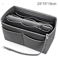 Miniatyrbillede 1 af 4: Pung Organizer Indsats Filt Taske Med Lynlås Håndtaske Tote Formgiver Multi Lommer Store Opbevaringsposer Gray 2