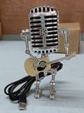 Metal Microphone Led Table Lamp Statue Model Home Decorative Light Fixture