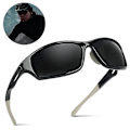Pikkukuva 2 / 4: Polarisoidut urheiluaurinkolasit, jotka sopivat miehille ja naisille pyöräilyyn, juoksuun, autoiluun ja kalastukseen. Särkymätön kehys UV-suojalla Bright black frame gray piece