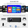 Pikkukuva 2 / 5: Älykäs projektori 4k Android 6.0 Hd 1080p Projektori Wifi Bluetooth Projektori Ulkokäyttöön Kotiteatteriin EU Plug