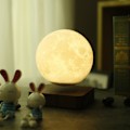 Miniatyrbild 1 av 3: Levitating Moon Lamp Floating And Spinning In Air Freely With Luxury Wooden Base And 3d Printing Led